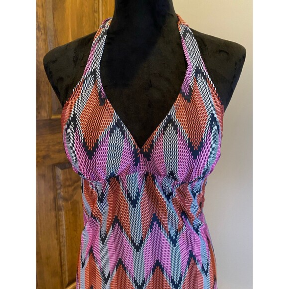 Hapari Womens  Bikini Swimsuit Halter Top Size Medium Orange Pink Black - Picture 3 of 8